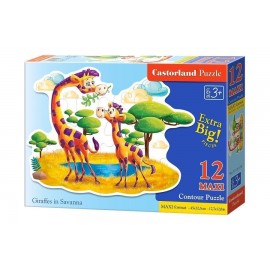 Puzzle 12 maxi - Giraffes in Savanna CASTOR