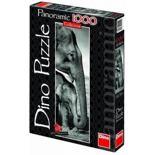 Puzzle 1000 Panorama Słonie DINO