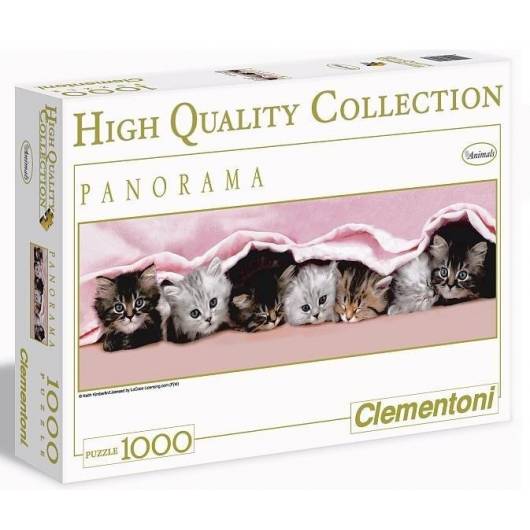 Puzzle 1000 HQ Panorama Kittens under blanket