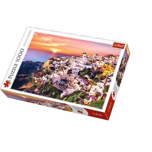 Puzzle 1000 Zachód słońca nad Santorini TREFL